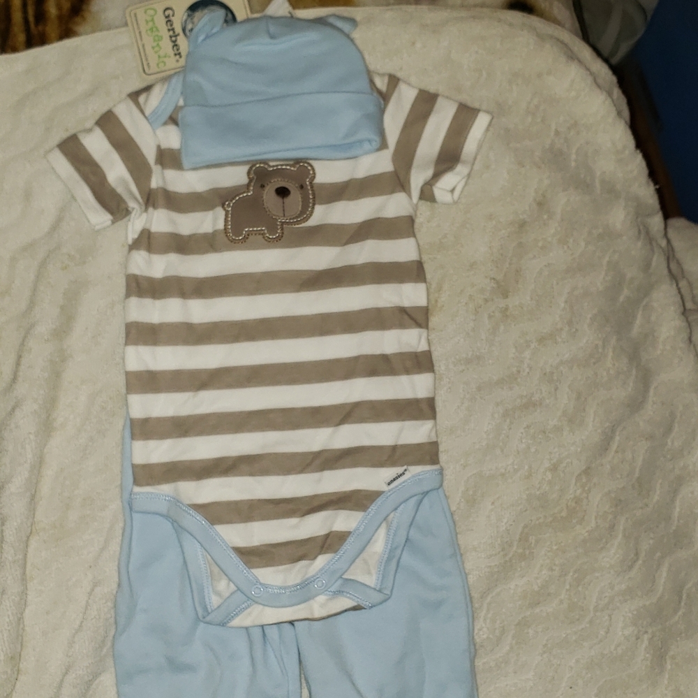 NWT Gerber Organic Baby 3-Piece Outfit 3 - 6Months